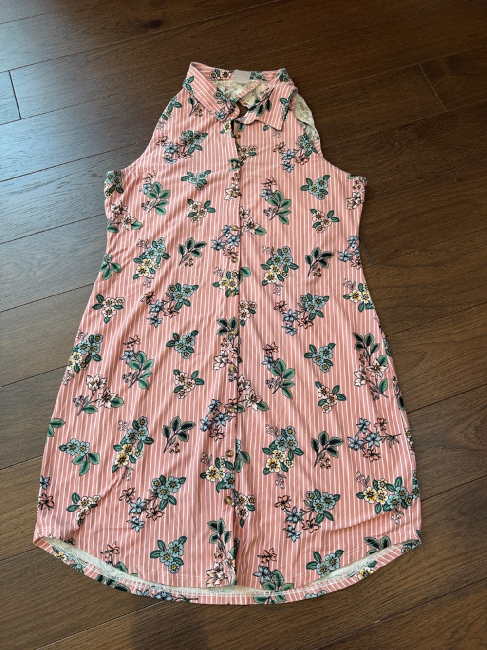 No Boundaries Sleeveless Pink Floral Button-Up Dress Juniors XL 15/17 - C35-009